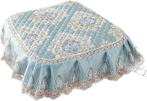 1 Pc Lace Ruffled Dining Chair Cushion,Non Slip Seat Cushions with Ties,Square Stool Chair Pad Home Decor Luxury Warm Soft Cushion-E 43x45cm(17x17.7inch)