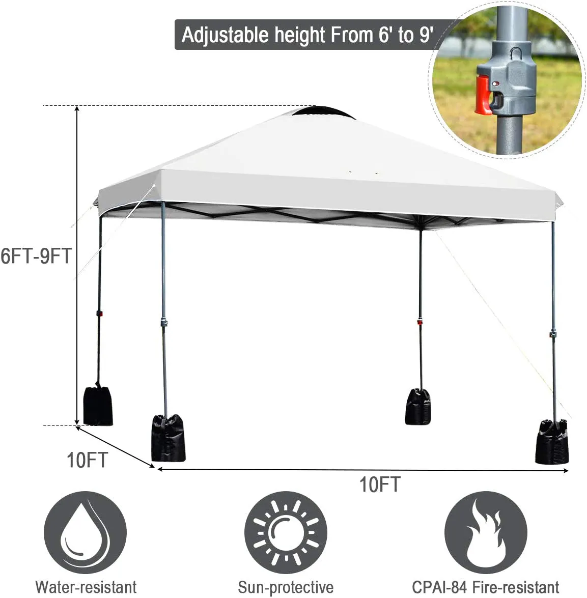 10 ft. x 10 ft. White Instant Canopy Pop Up Tent