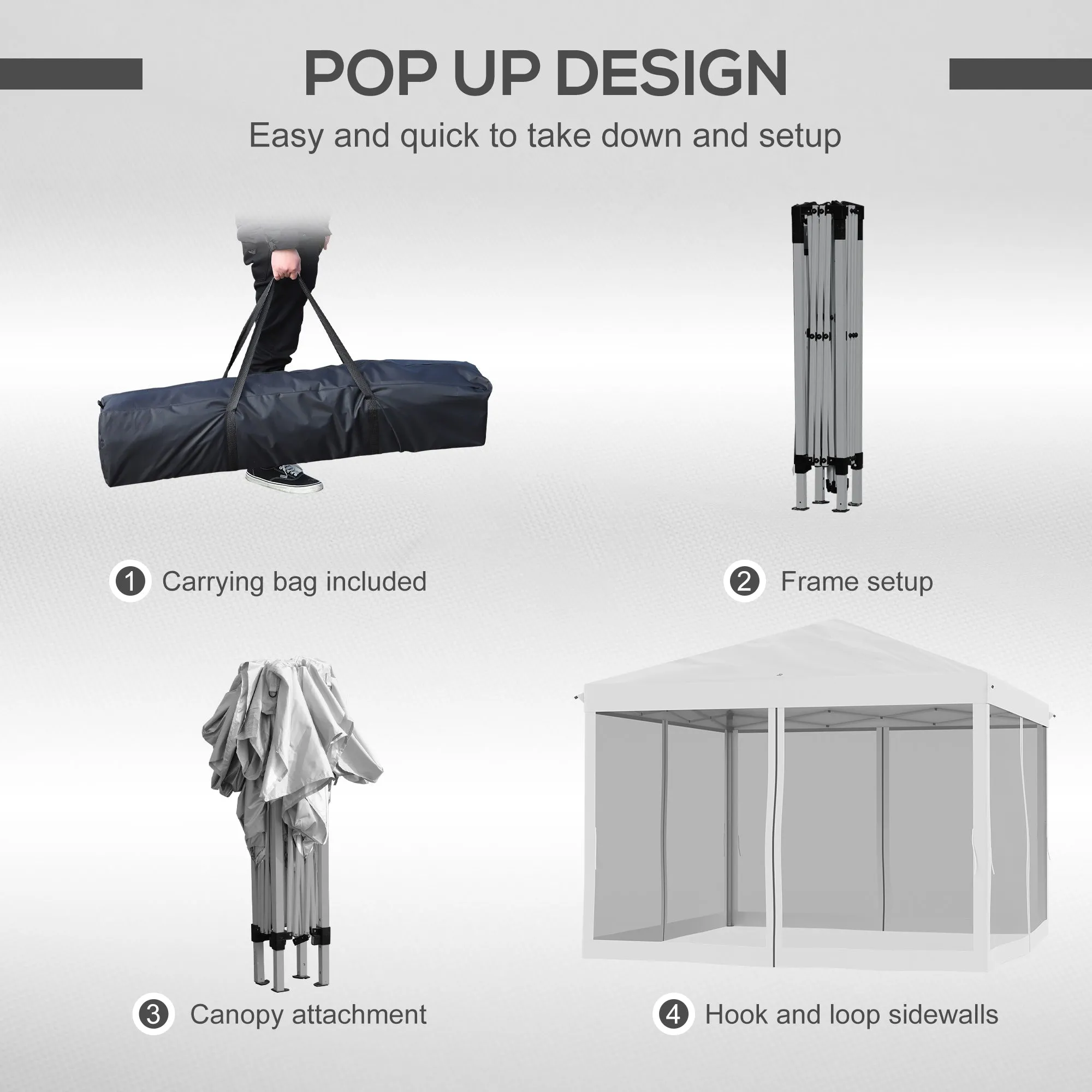 10' x 10' Instant Pop-Up Canopy with Removable Side & Mesh Walls, Cream White