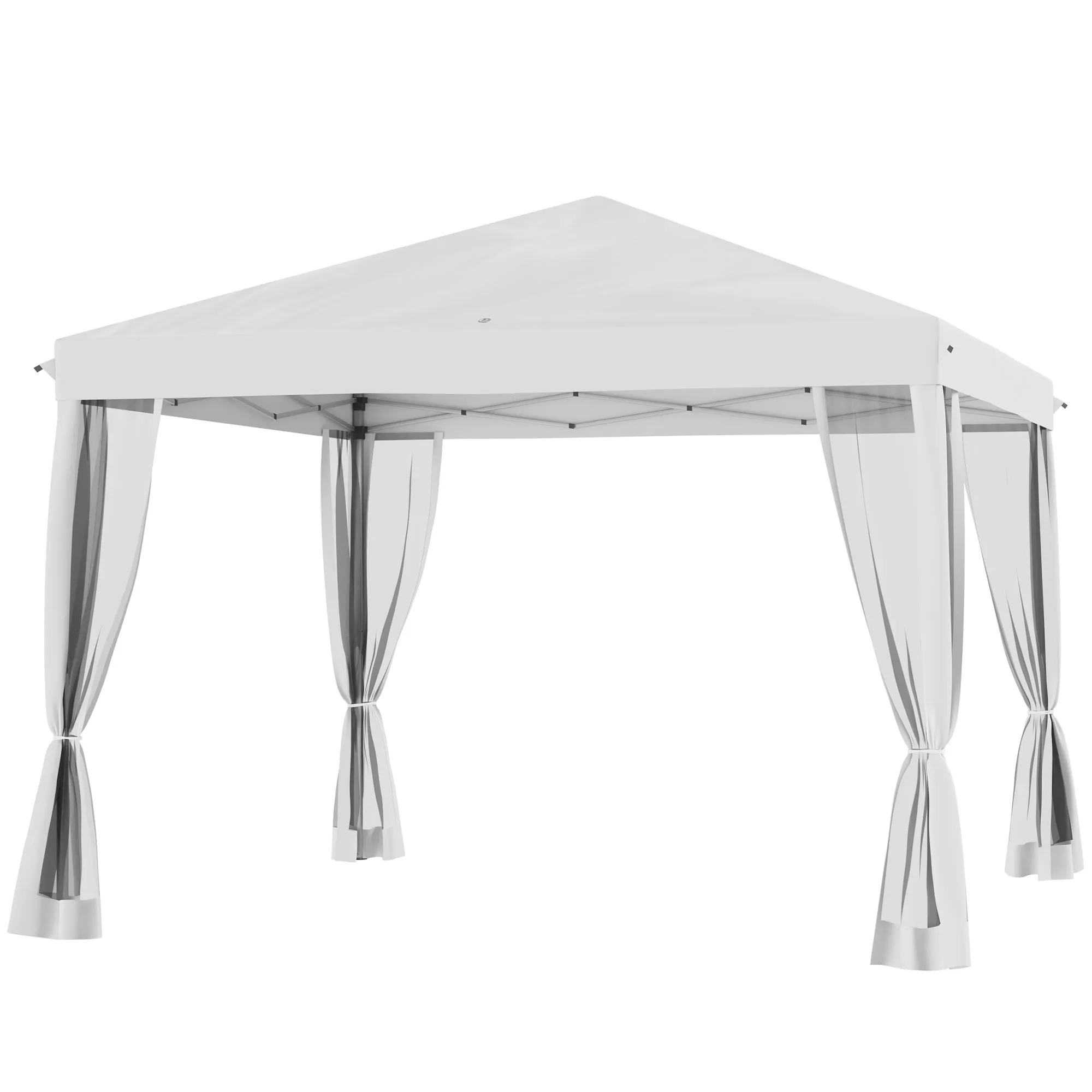 10' x 10' Instant Pop-Up Canopy with Removable Side & Mesh Walls, Cream White
