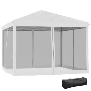 10' x 10' Instant Pop-Up Canopy with Removable Side & Mesh Walls, Cream White