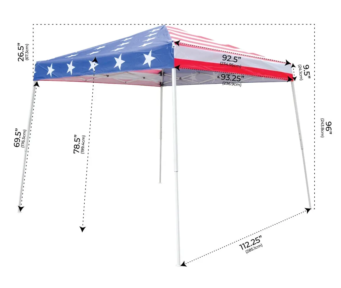 10 X 10 Pop up Canopy Tent, Instant Slant Leg Portable Shade Tent with Carrying Bag, American Flag