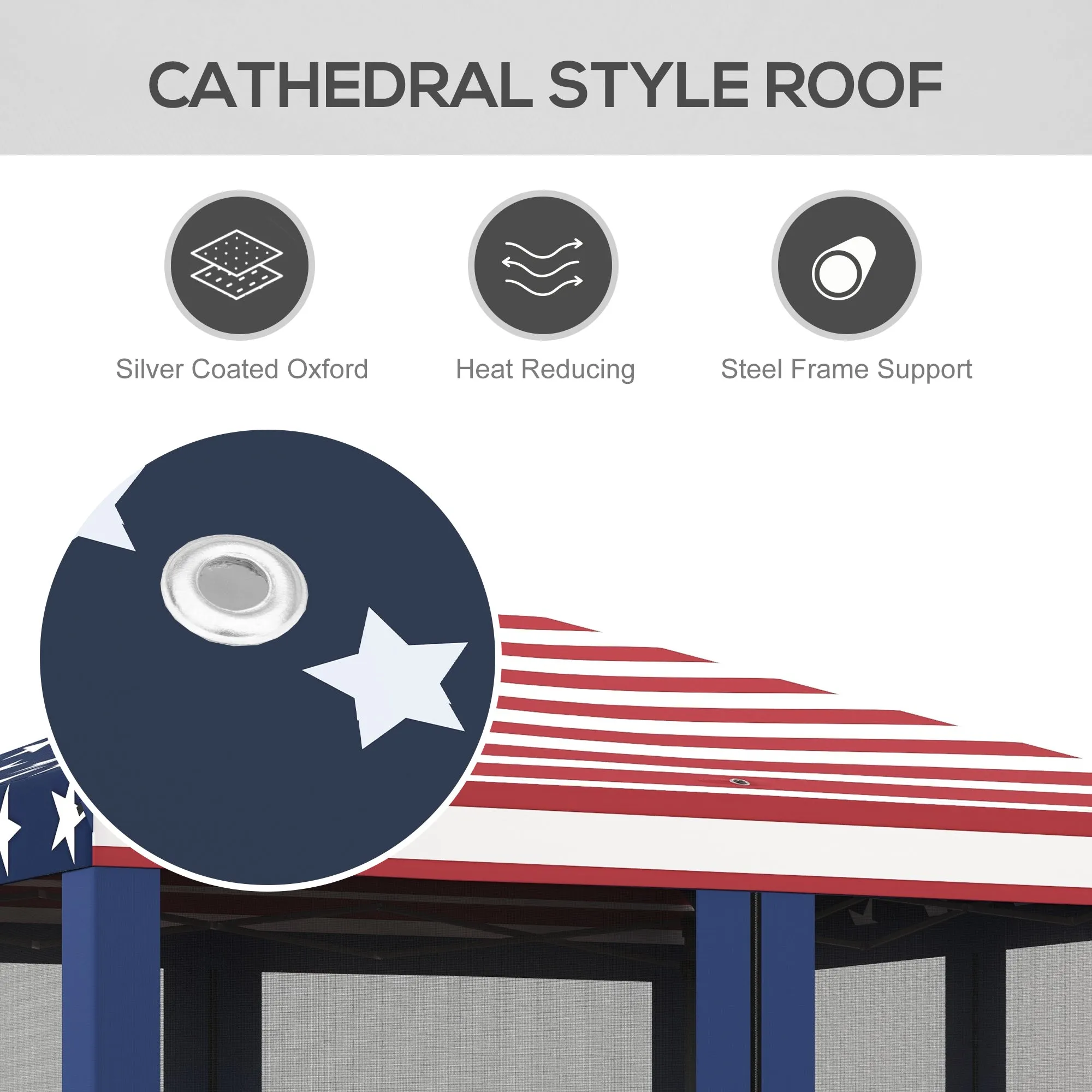 10' x 10' Pop-Up Canopy with Mesh Walls, Instant Setup, Side Panels & American Flag Design