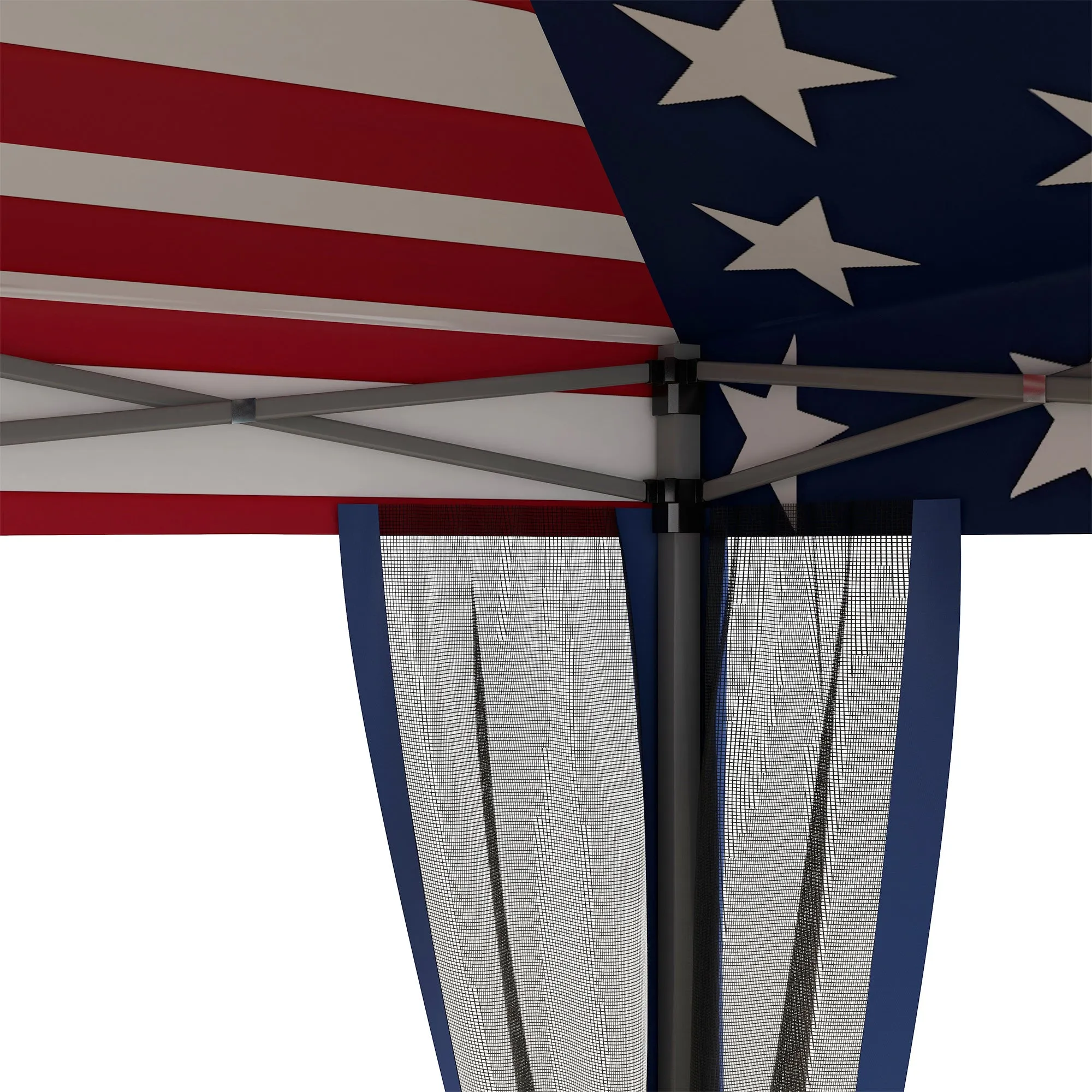 10' x 10' Pop-Up Canopy with Mesh Walls, Instant Setup, Side Panels & American Flag Design