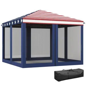 10' x 10' Pop-Up Canopy with Mesh Walls, Instant Setup, Side Panels & American Flag Design