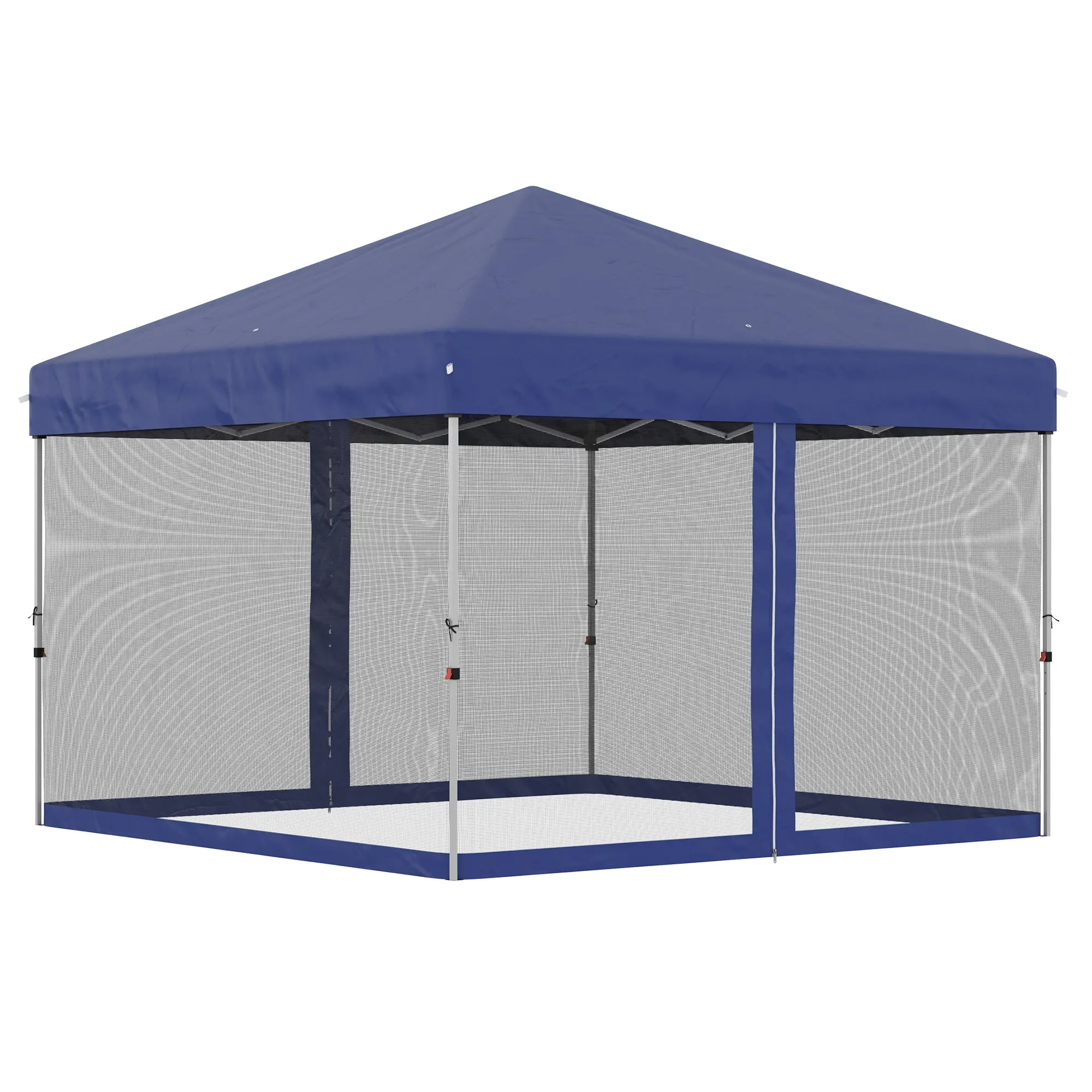 10' x 10' Pop-Up Gazebo with Screen Room, Adjustable Height & Wheeled Carry Bag, Blue