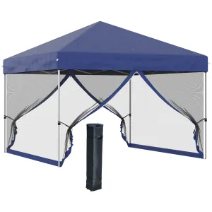 10' x 10' Pop-Up Gazebo with Screen Room, Adjustable Height & Wheeled Carry Bag, Blue