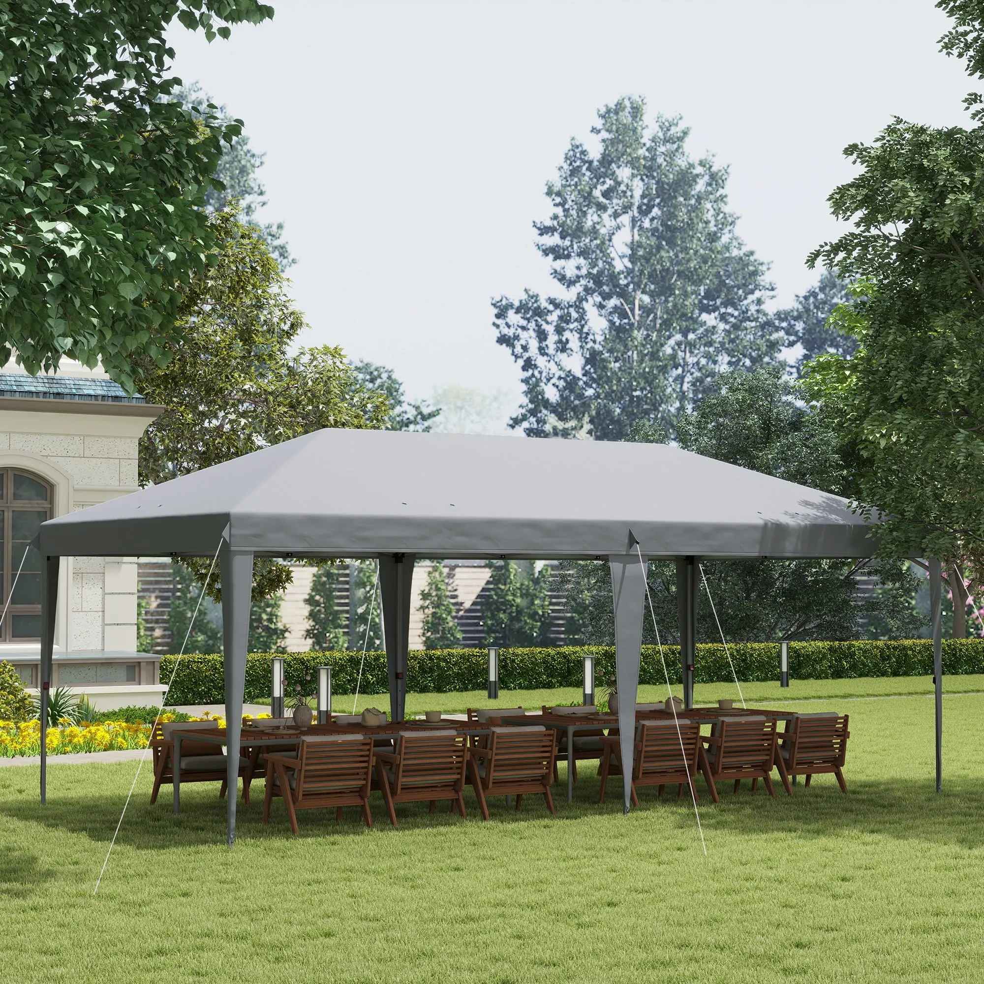 10' x 20' Heavy Duty Pop-Up Canopy Tent, Instant Outdoor Sun Shade Shelter with Carry Bag, Gray