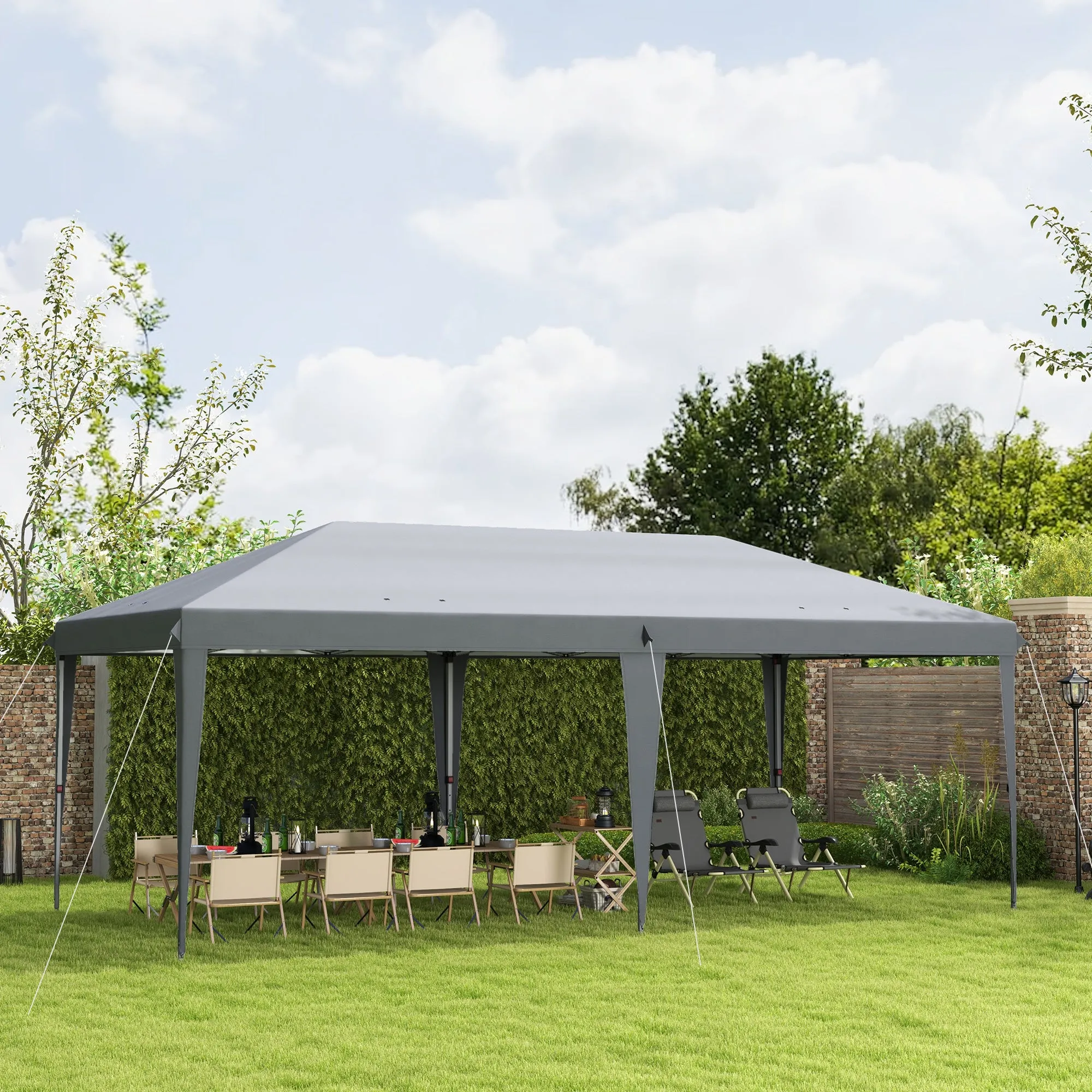 10' x 20' Heavy Duty Pop-Up Canopy Tent, Instant Outdoor Sun Shade Shelter with Carry Bag, Gray