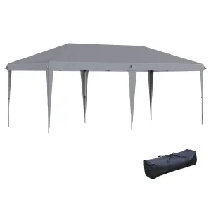 10' x 20' Heavy Duty Pop-Up Canopy Tent, Instant Outdoor Sun Shade Shelter with Carry Bag, Gray