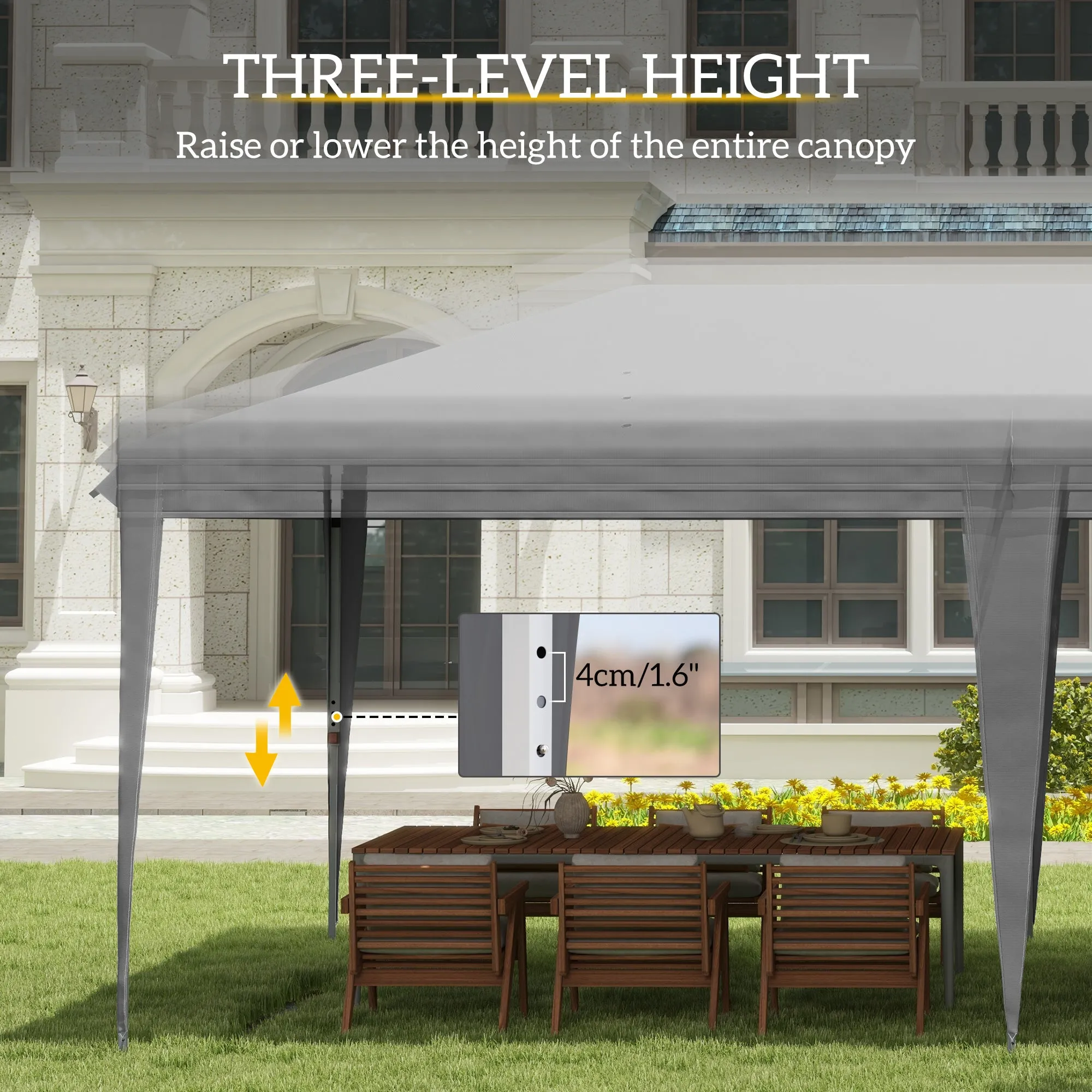 10' x 20' Heavy Duty Pop-Up Canopy Tent, Instant Outdoor Sun Shade Shelter with Carry Bag, Gray