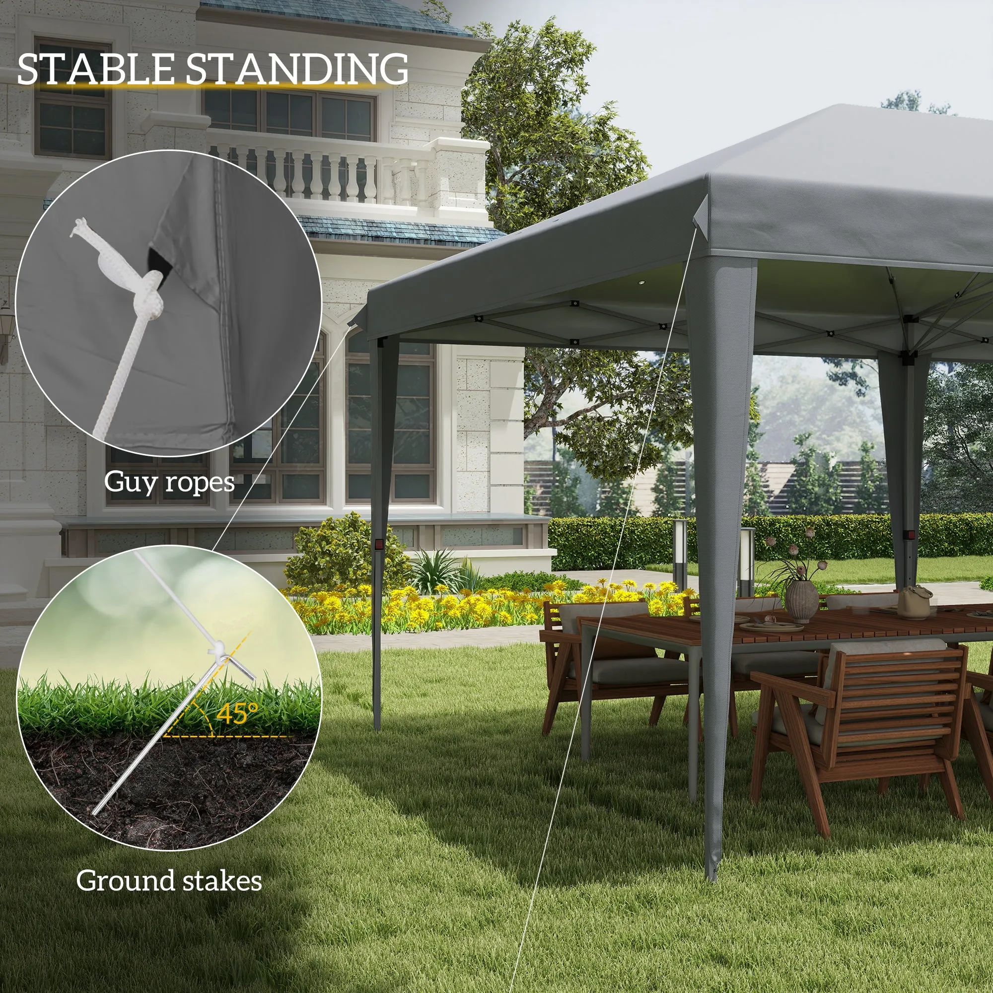 10' x 20' Heavy Duty Pop-Up Canopy Tent, Instant Outdoor Sun Shade Shelter with Carry Bag, Gray