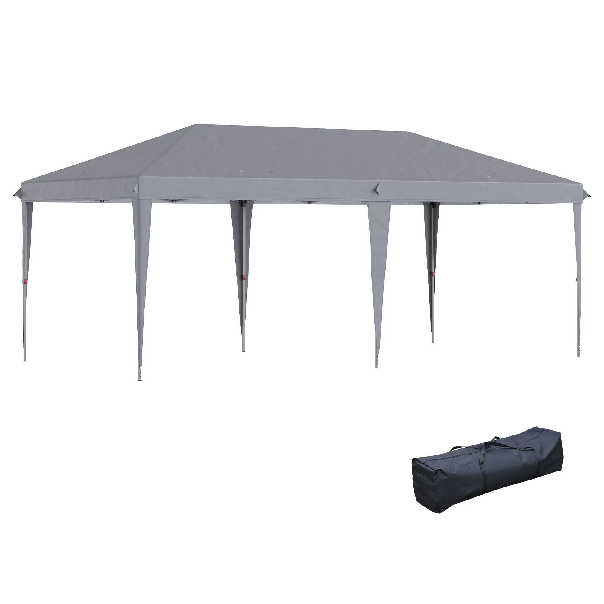 10' x 20' Heavy Duty Pop-Up Canopy Tent, Instant Outdoor Sun Shade Shelter with Carry Bag, Gray