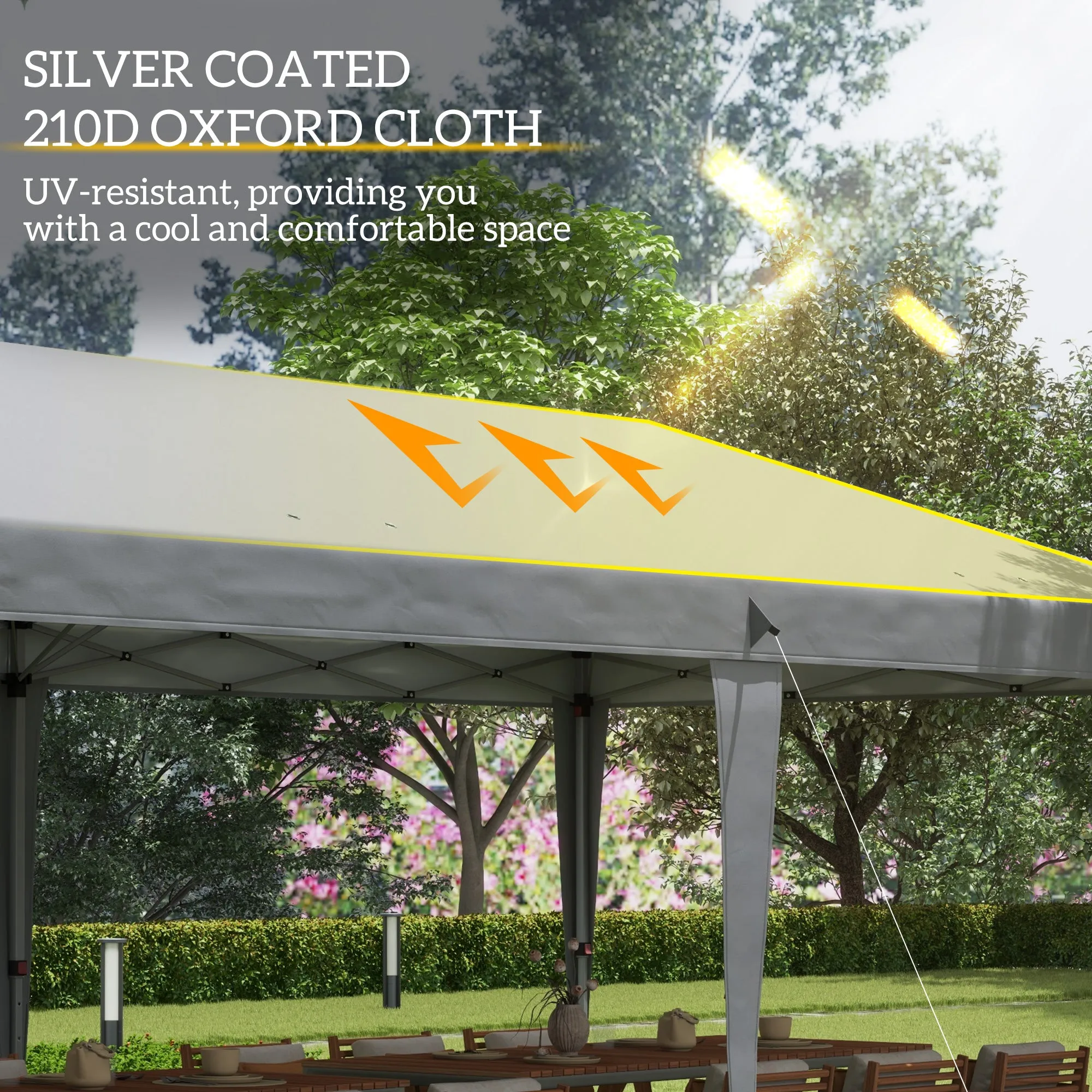 10' x 20' Heavy Duty Pop-Up Canopy Tent, Instant Outdoor Sun Shade Shelter with Carry Bag, Gray