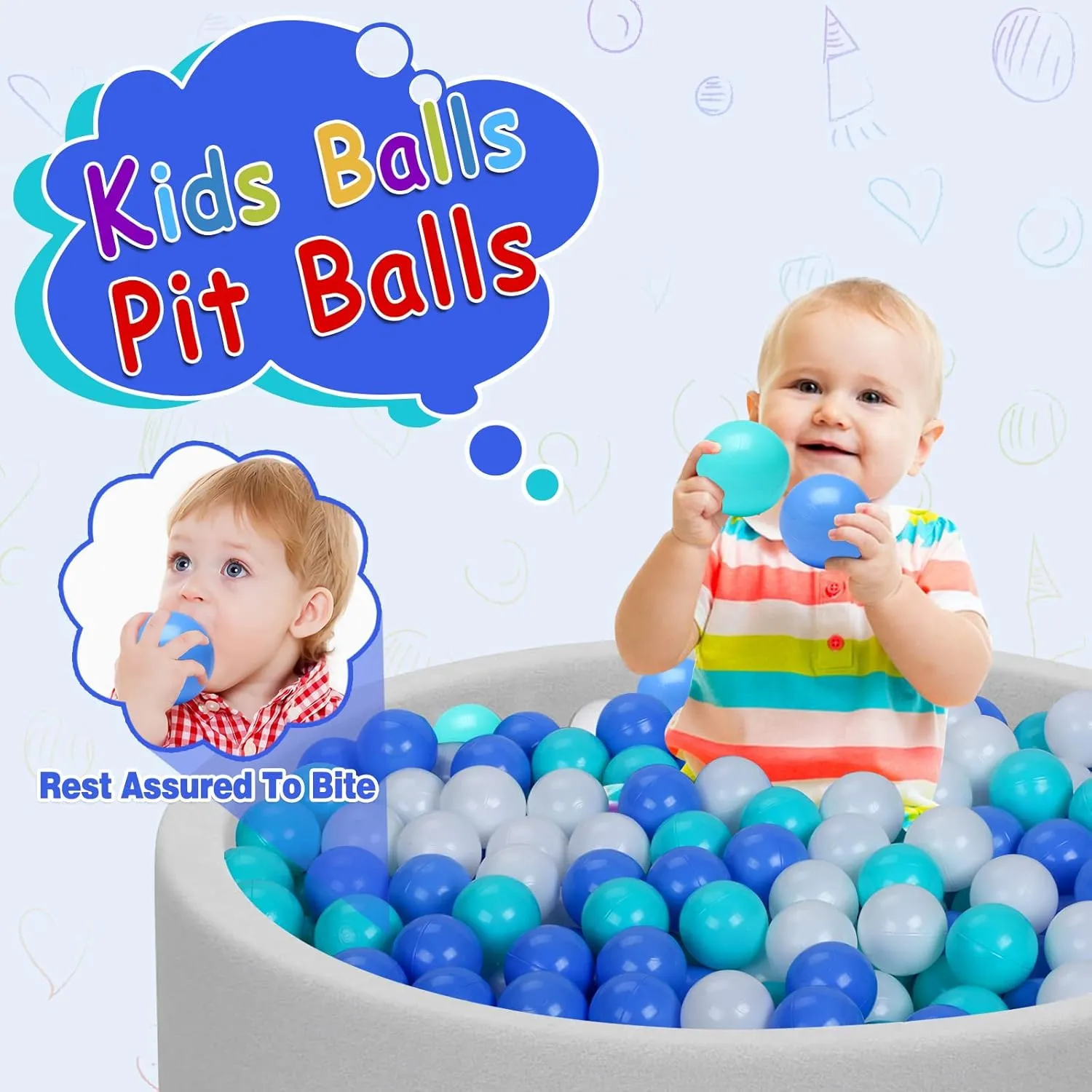 100 Ball Pit Balls for Kids, Plastic Balls for Ball Pit, Play Balls for Toddlers Babies, Ideal for Ball Pit, Kiddies Pool, Indoor Playpen