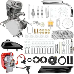 100cc Bicycle Engine Kit,2 Stroke Cycle Bicycle Gas Motorized Gasoline Engine Motor Kit,Full Set Energy Saving Bike Engine Kit for 26" 28" Frame Bike