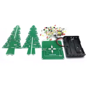 10set Three-Dimensional 3D Christmas Tree LED DIY Kit Red/Green/Yellow LED Flash Circuit Kit Electronic Fun Suite