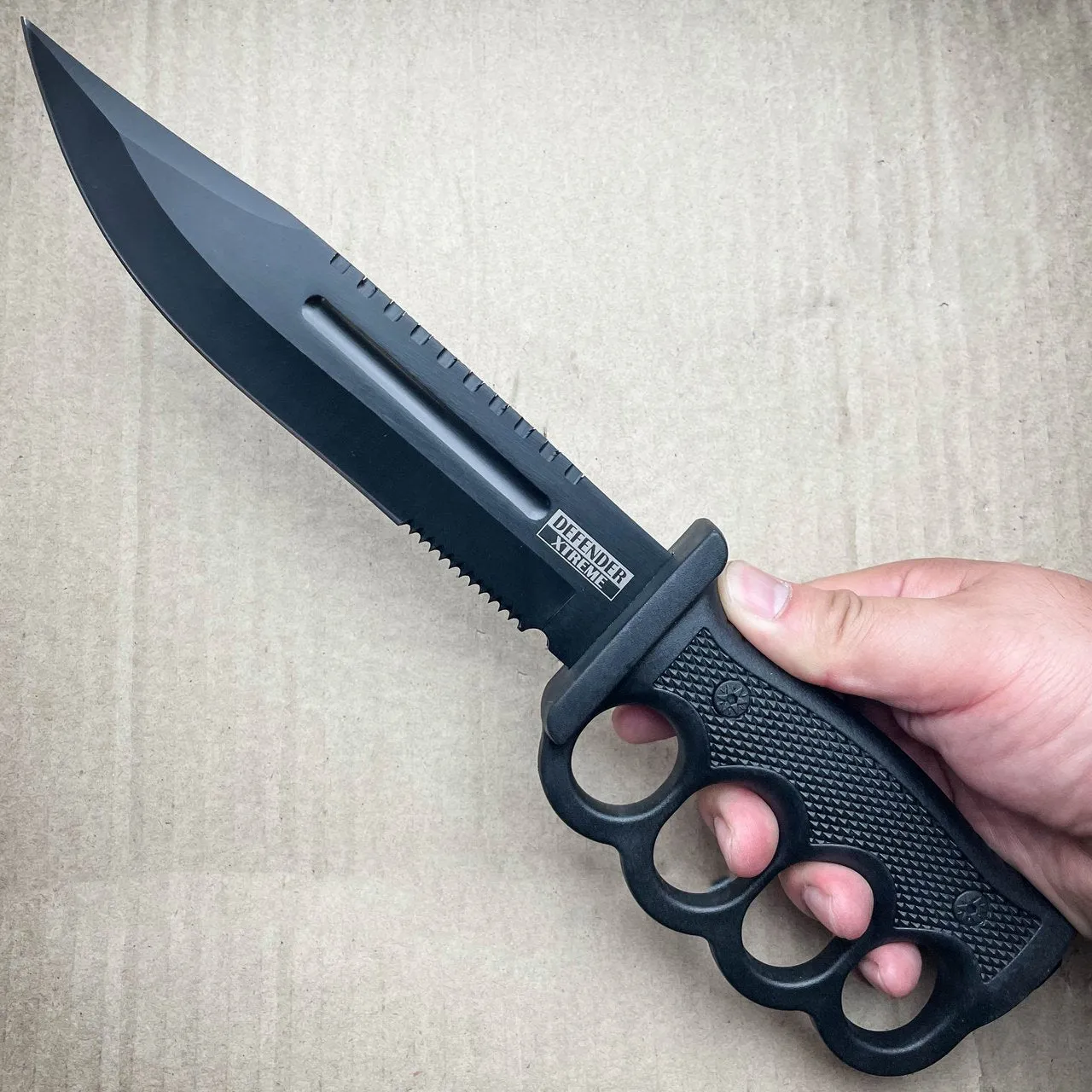 12.5" Survival Combat Trench Military Fixed Blade w/ Firestarter   Sharpener