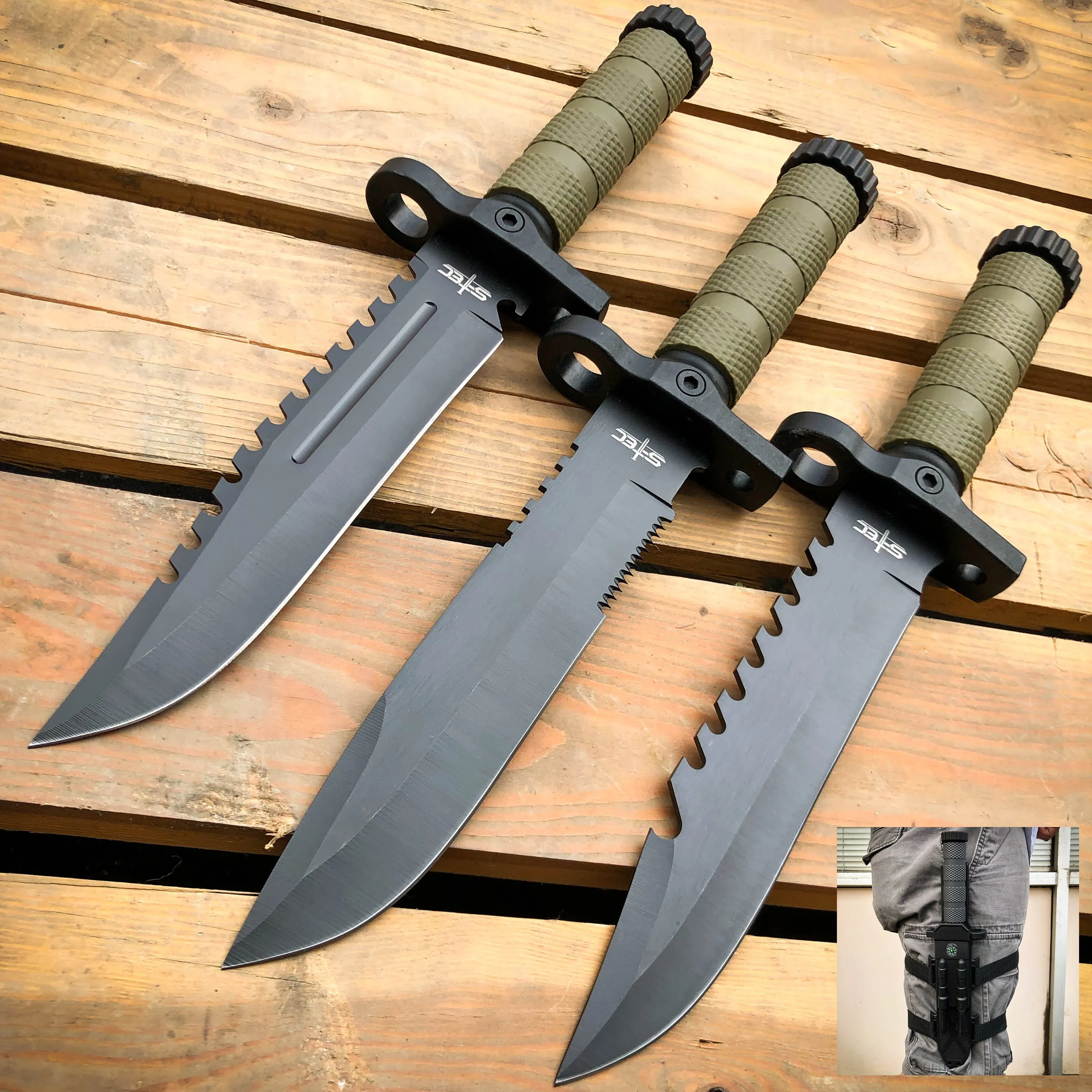 12.5" TACTICAL Hunting Fixed Blade Army SURVIVAL Knife w Fire Starter