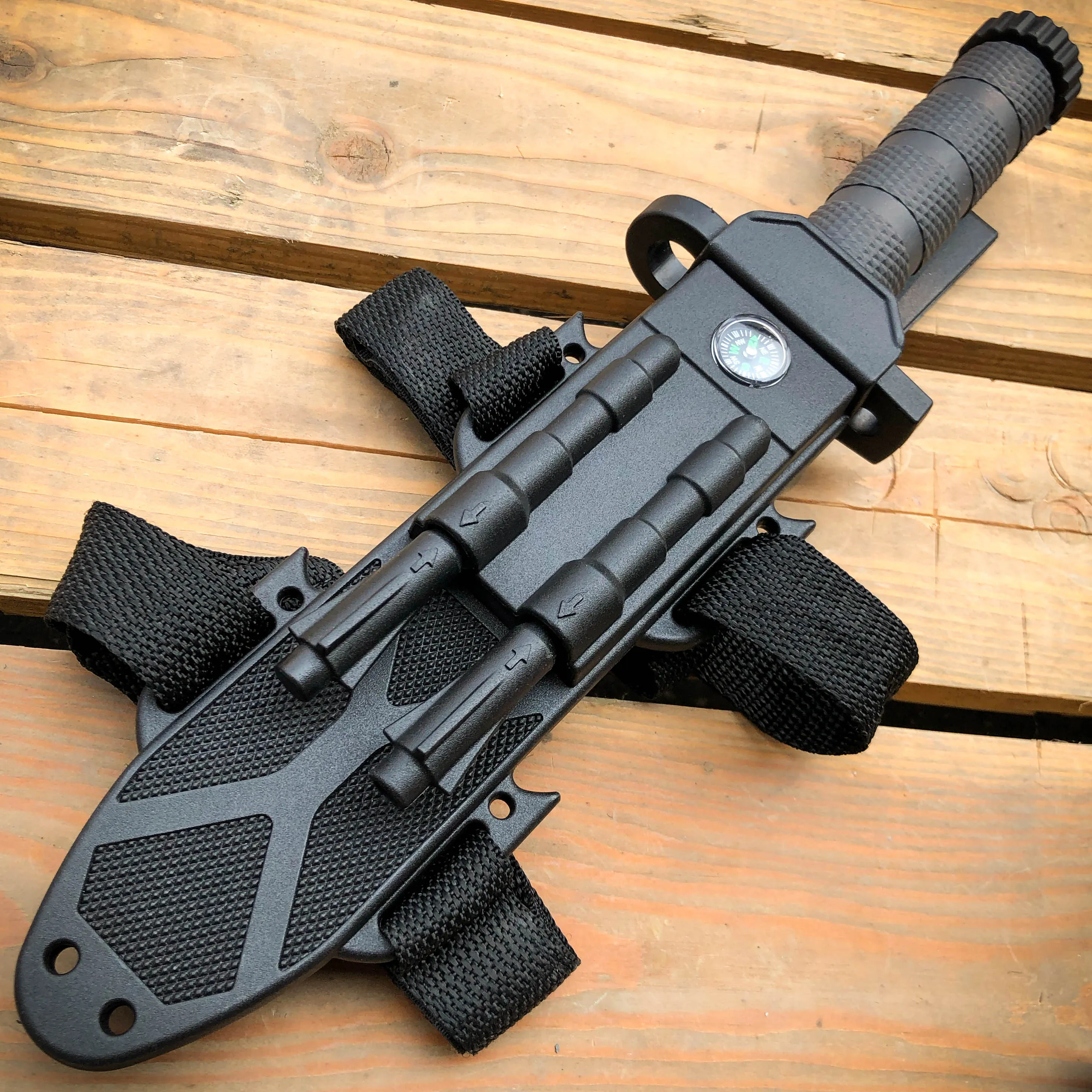12.5" TACTICAL Hunting Fixed Blade Army SURVIVAL Knife w Fire Starter