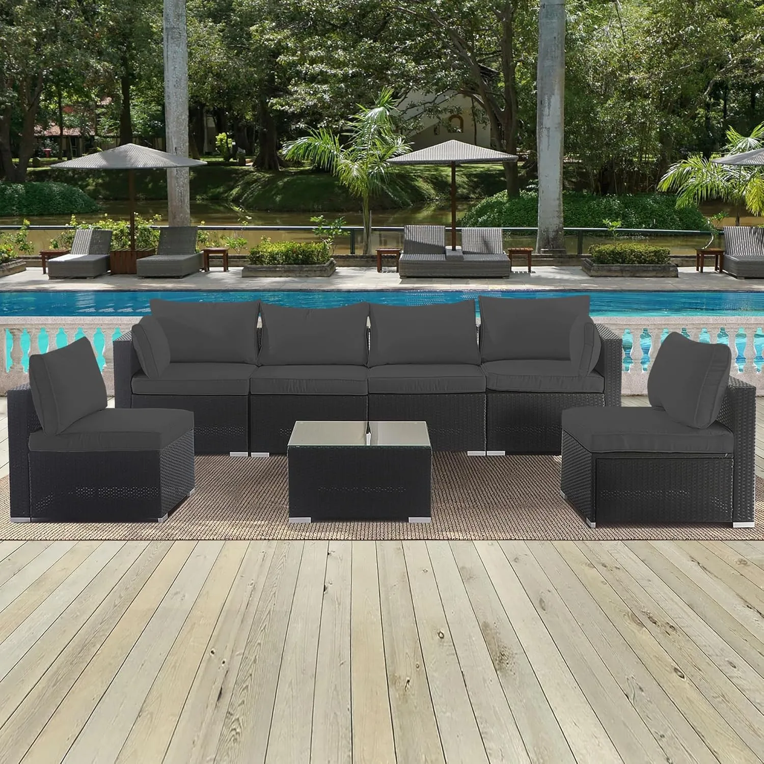 14-Piece Outdoor Cushion Covers for Sectional Wicker Patio Cushion Covers Water Resistant and UV Proof All -Weather Seat Covers with Zipper 3 Sizes