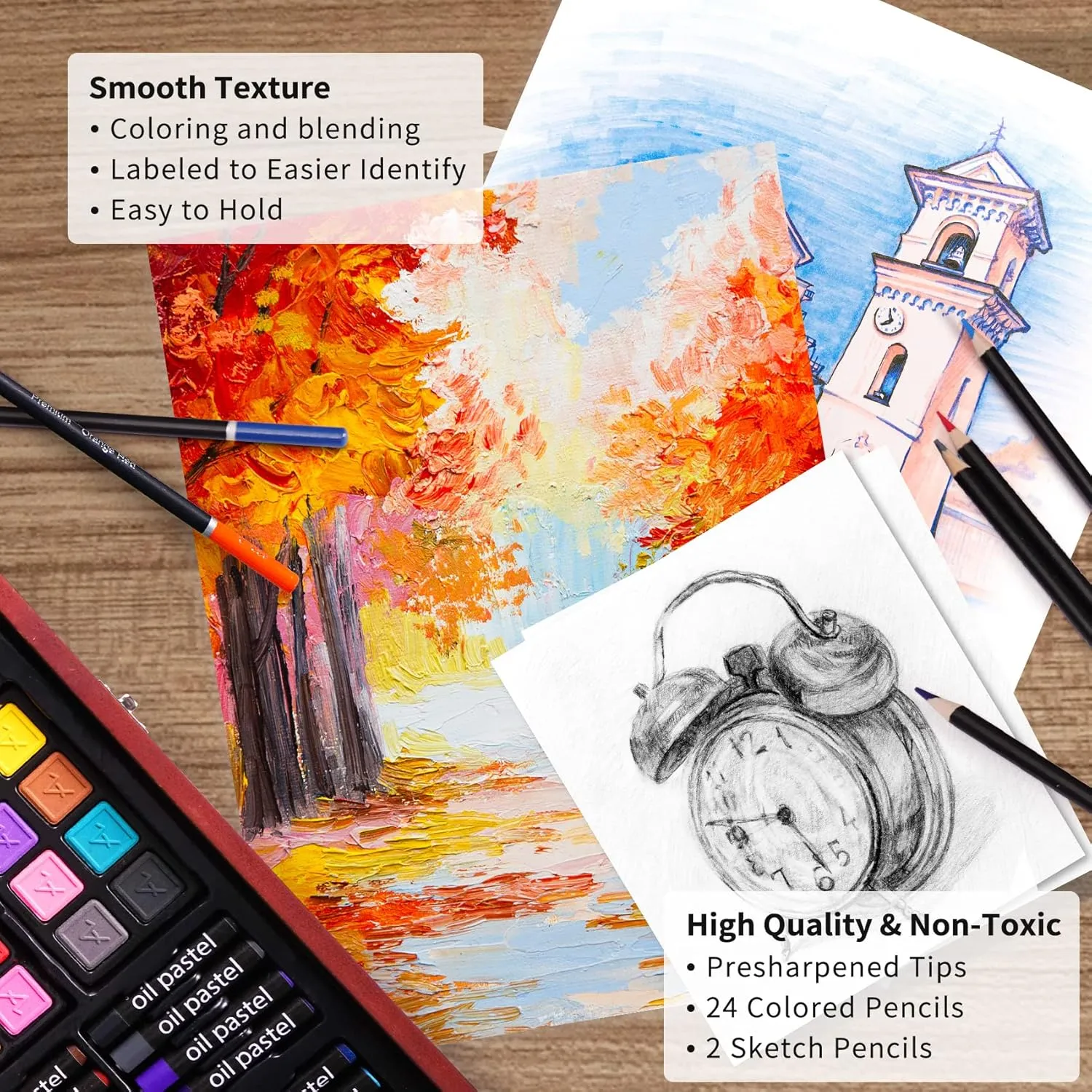 145 Piece Deluxe Art Set with 2 x 50 Sheet Drawing Pad, Art Supplies Wooden Art Box, Drawing Painting Kit with Crayons, Oil Pastels, Colored Pencils, Creative Gift Box for Adults Artist Beginners