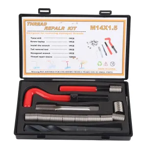 15 PCS Helicoil Thread Repair Kit, Thread Inserts Helicoil Insert Sleeves Metric M14x1.5 Female Assortment Kit for Auto Repairing