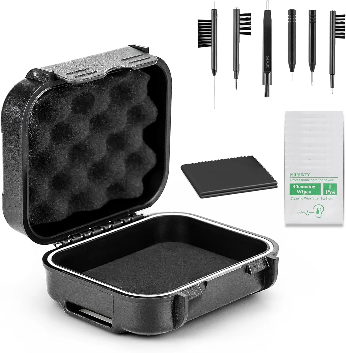 18 Pieces Set High Seal Waterproof Hearing Aid Case with Extractable Sponge, Drop-Proof, Shock-Proof and Crush-Proof Storage Box