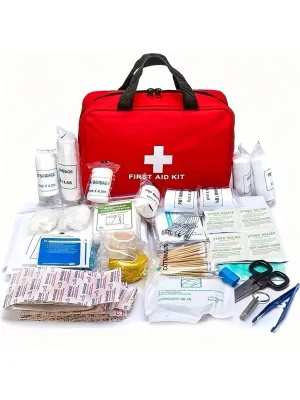 184 Piece Red Portable First Aid Bag