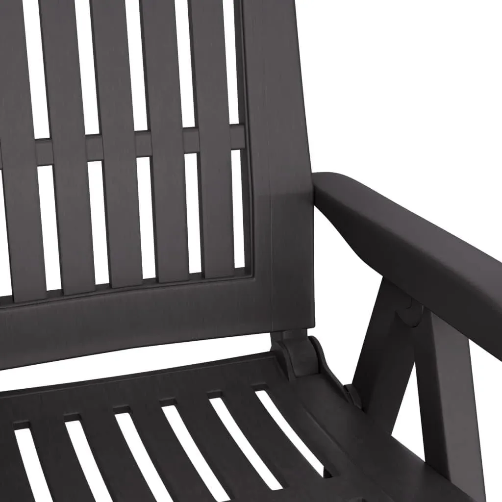 2-Pack Anthracite Reclining Patio Chairs with Adjustable Backrest, Foldable Outdoor Lounge Chairs for Poolside, Backyard, Camping Durable PP Furniture