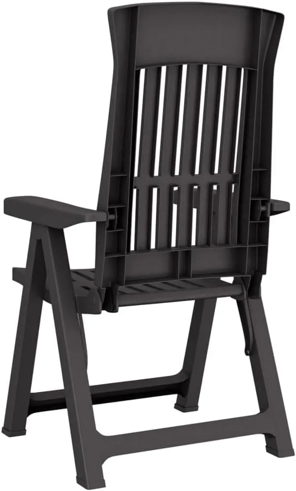 2-Pack Anthracite Reclining Patio Chairs with Adjustable Backrest, Foldable Outdoor Lounge Chairs for Poolside, Backyard, Camping Durable PP Furniture