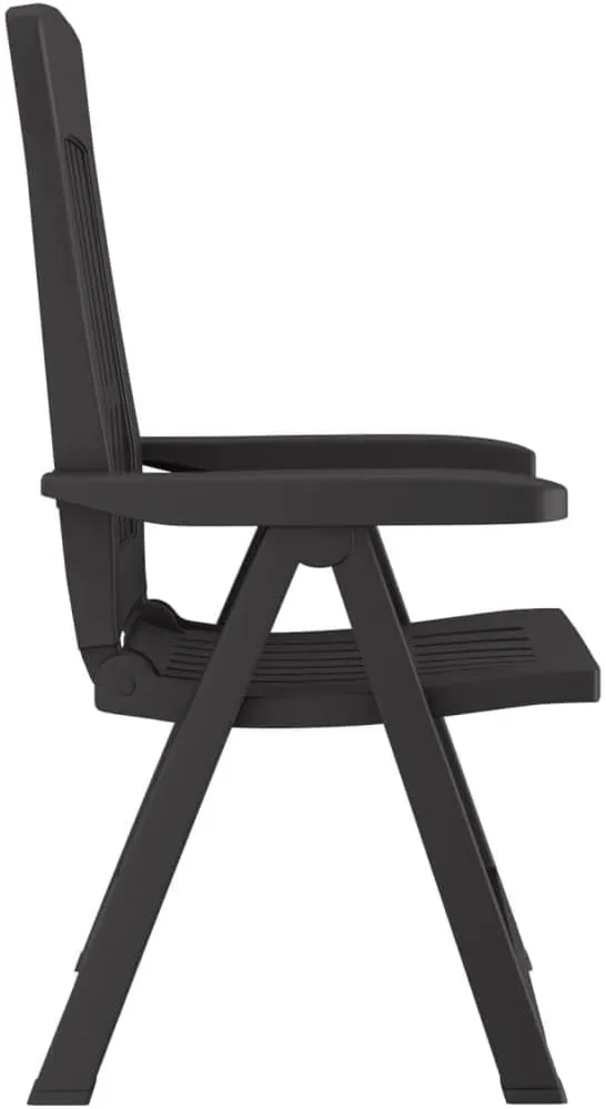 2-Pack Anthracite Reclining Patio Chairs with Adjustable Backrest, Foldable Outdoor Lounge Chairs for Poolside, Backyard, Camping Durable PP Furniture