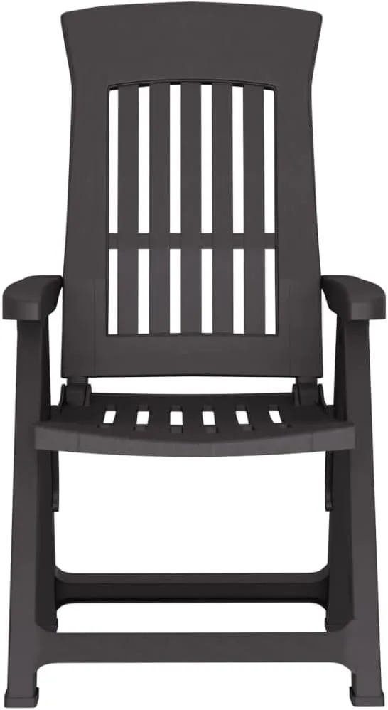 2-Pack Anthracite Reclining Patio Chairs with Adjustable Backrest, Foldable Outdoor Lounge Chairs for Poolside, Backyard, Camping Durable PP Furniture