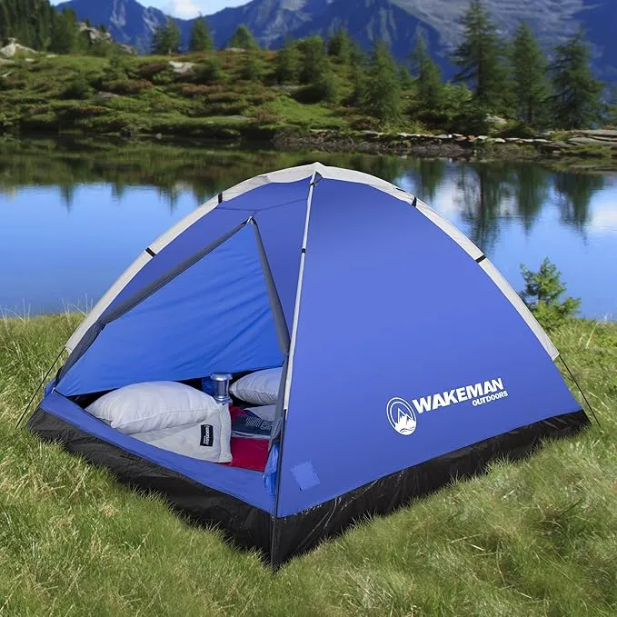 2 Person Camping Tent with Rain Fly and Carrying Bag - Water-Resistant Outdoor Tent for Backpacking, Hiking, or Festivals by Wakeman Outdoors