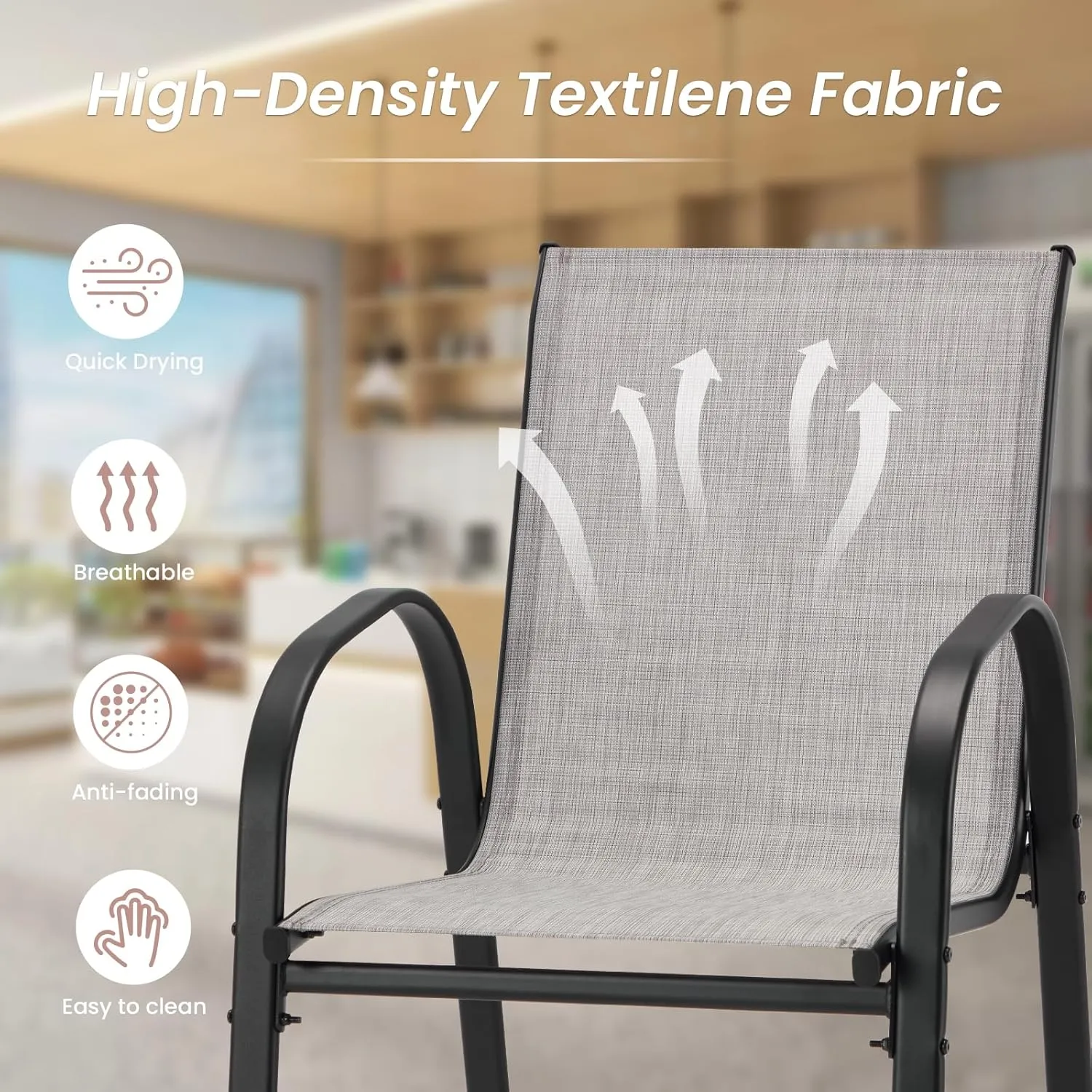 2-Piece Outdoor Bar Stool Set - High-Back Textilene Chairs & Weatherproof Steel Frame, 330lb Capacity Patio Furniture for Porch/Backyard/Balcony, Quick Assembly & Rust-Resistant