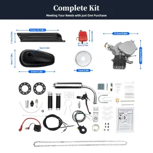 2 Stroke 100cc Bicycle Engine Kit Motorized Bike Motor Kit,Petrol Gas Powered Bicycle Motor Kit for 26" or 28" Bikes with V-Shaped Frames Conversion Full Set (36 Teeth)