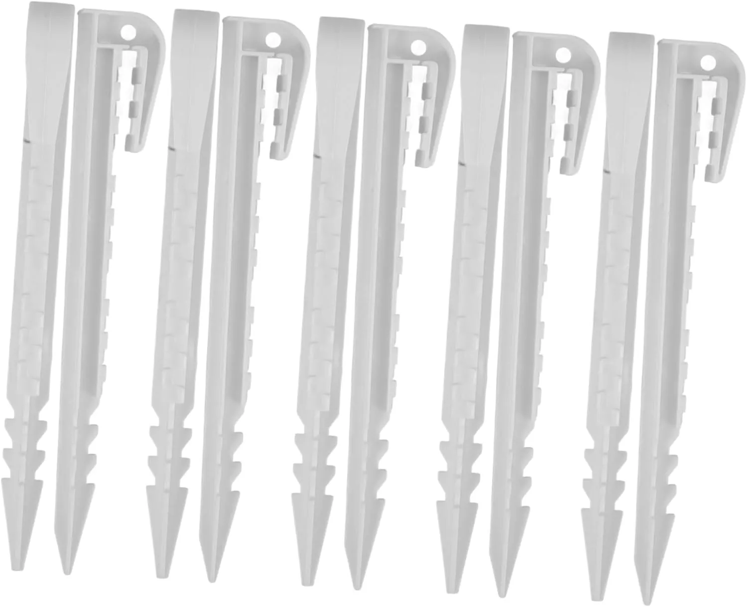 20Pcs White Plastic Ground Tent Pegs Durable Stakes for Gardening Canopy and Beach Tents Easy Installation for Outdoor Use Versatile Camping Accessories