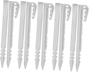 20Pcs White Plastic Ground Tent Pegs Durable Stakes for Gardening Canopy and Beach Tents Easy Installation for Outdoor Use Versatile Camping Accessories