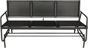 3-Person Outdoor Glider Bench, Patio Swing Rocking Chair with Powder Coated Steel Frame & Textilene Fabric for for Backyard, Garden, Deck (Black)