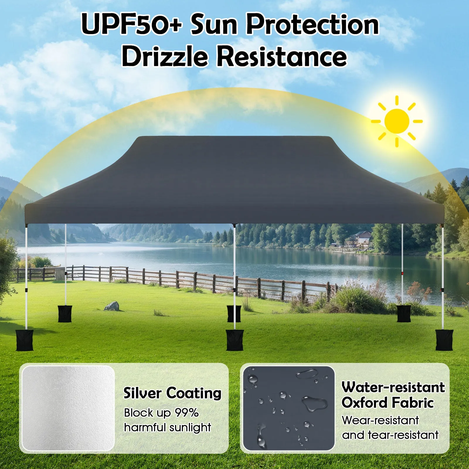 3 x 6 M Pop-up Canopy Tent, Waterproof Folding Party Tent w/Carrying Bag, Instant Sunshade Shelter
