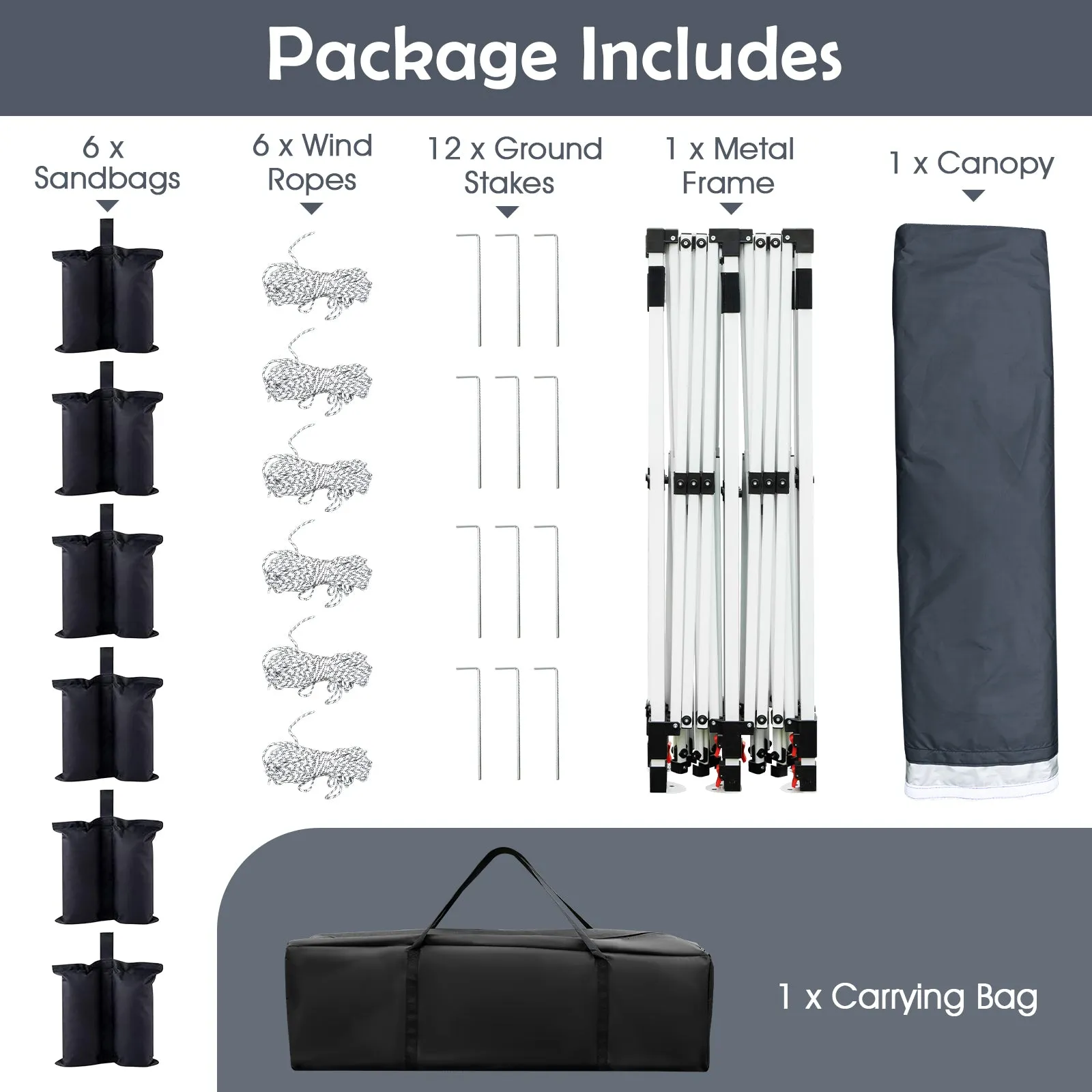 3 x 6 M Pop-up Canopy Tent, Waterproof Folding Party Tent w/Carrying Bag, Instant Sunshade Shelter