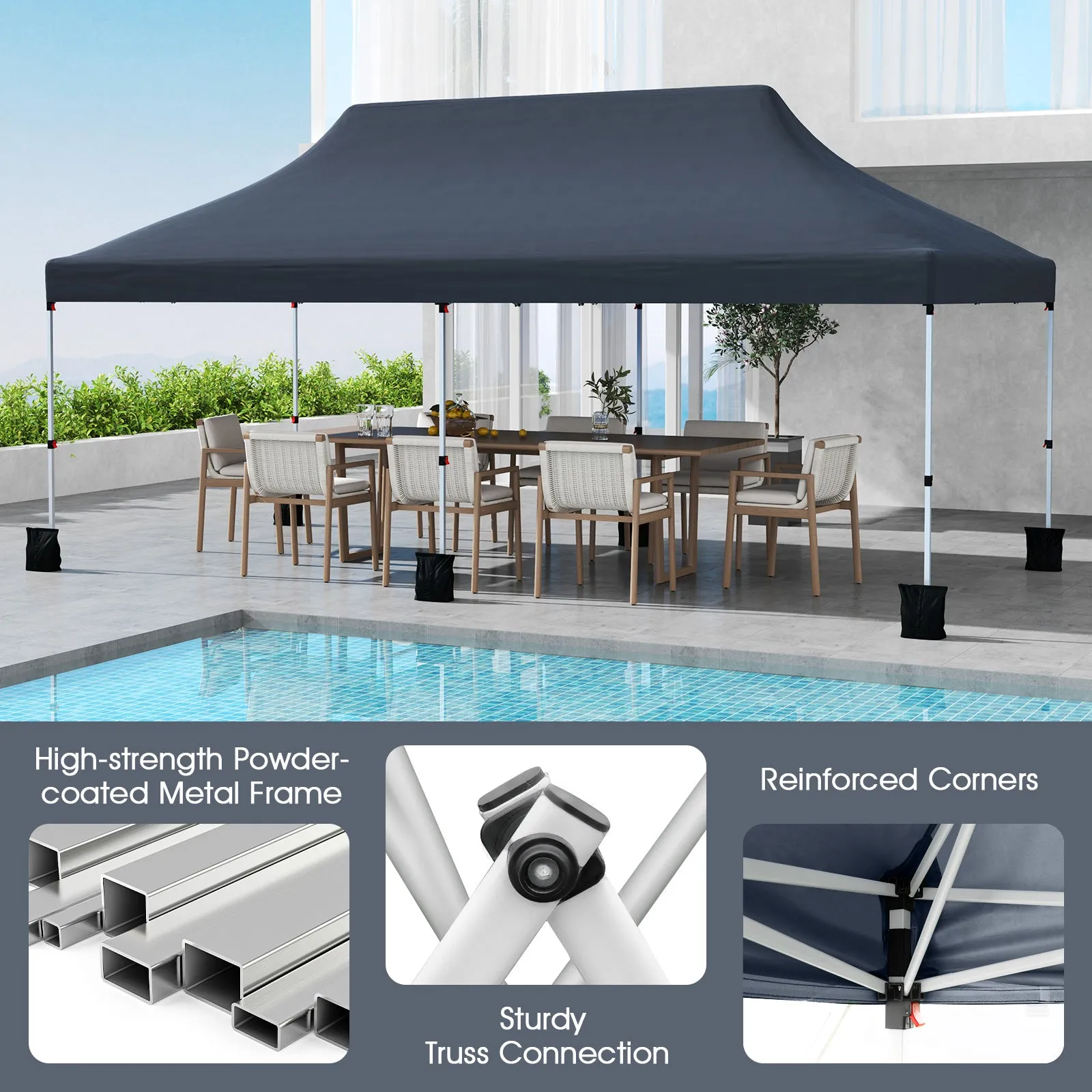 3 x 6 M Pop-up Canopy Tent, Waterproof Folding Party Tent w/Carrying Bag, Instant Sunshade Shelter