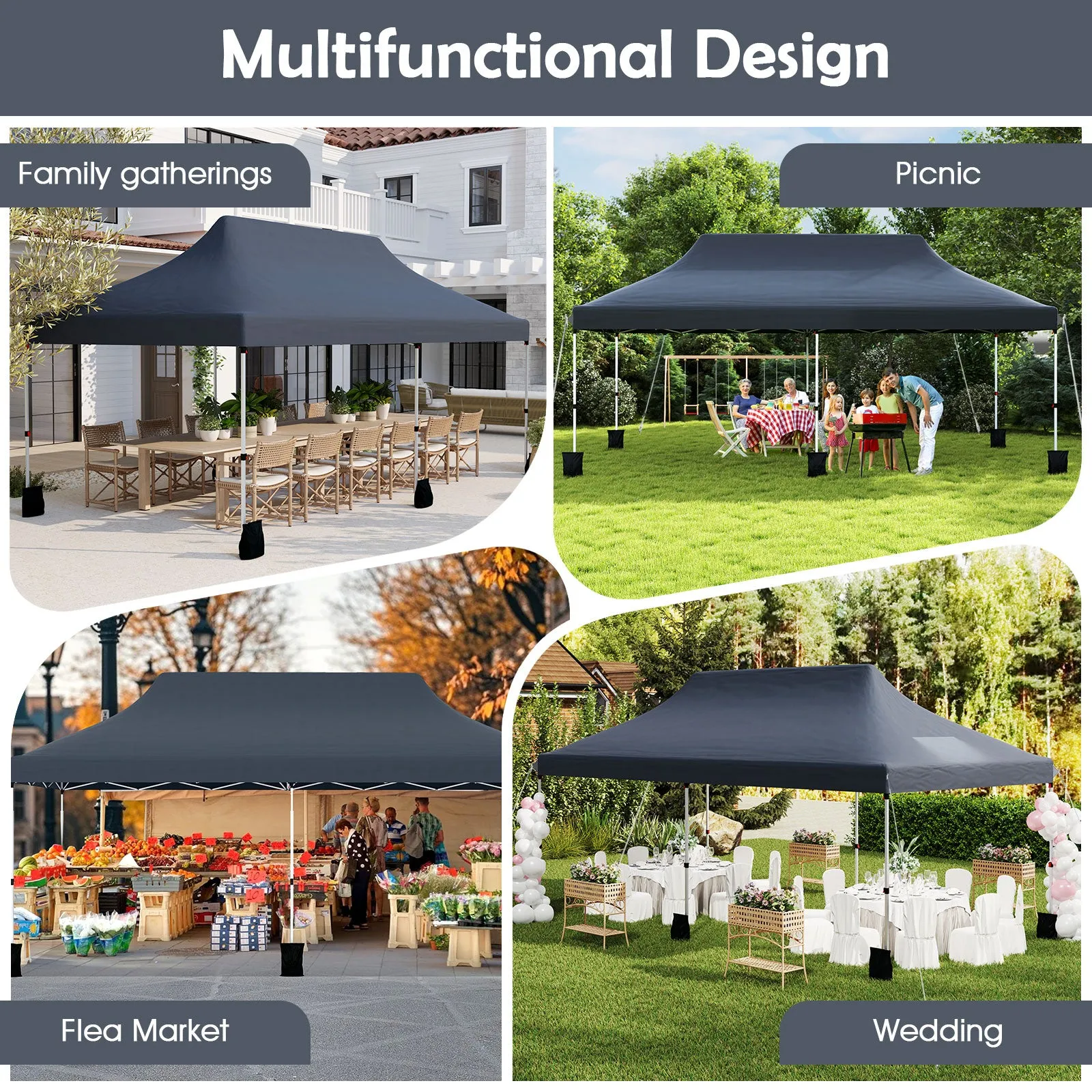 3 x 6 M Pop-up Canopy Tent, Waterproof Folding Party Tent w/Carrying Bag, Instant Sunshade Shelter