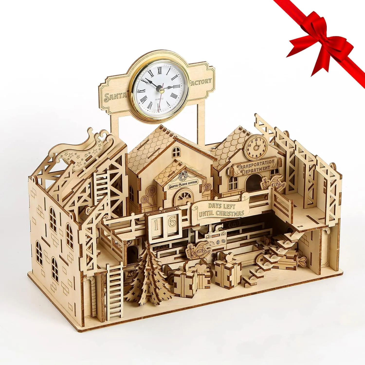 3D Wooden Puzzle Santa's Workshop House Model Kit DIY Home Decoration Stunning Easter Christmas Birthday Gifts for Adults and Teens (Santa’s Factory)