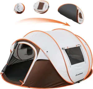 4-6 Persons Pop-Up Waterproof Camping Tent | Quick Setup & Spacious Cabin Design | White Oak