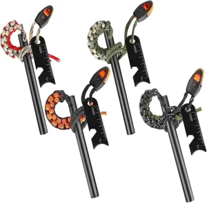 4-Inch Ferro Rod Fire Starter with Lifesaving Whistle Flint and Steel Fire Starter Kit, Camping Fire Starter, Fire Starter for Camping, Hiking, Hunting, Camping Safety and Survival equipmen
