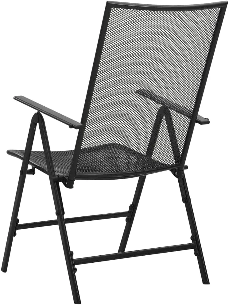 4-Pack Steel Folding Mesh Chairs Anthracite - Adjustable Reclining Backrest, Weather-Resistant Patio Furniture for Outdoor Indoor Dining Poolside