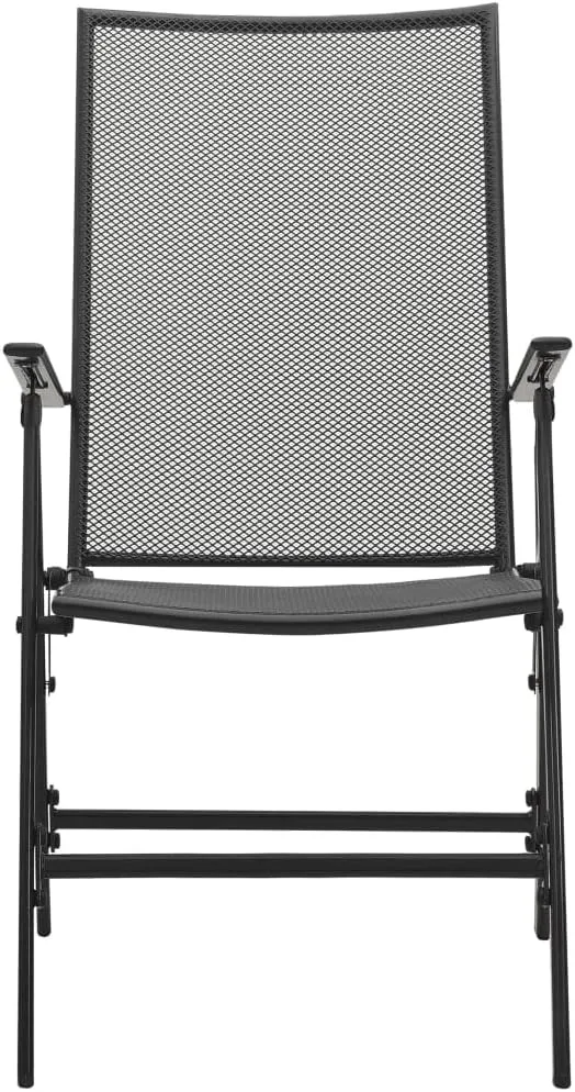 4-Pack Steel Folding Mesh Chairs Anthracite - Adjustable Reclining Backrest, Weather-Resistant Patio Furniture for Outdoor Indoor Dining Poolside