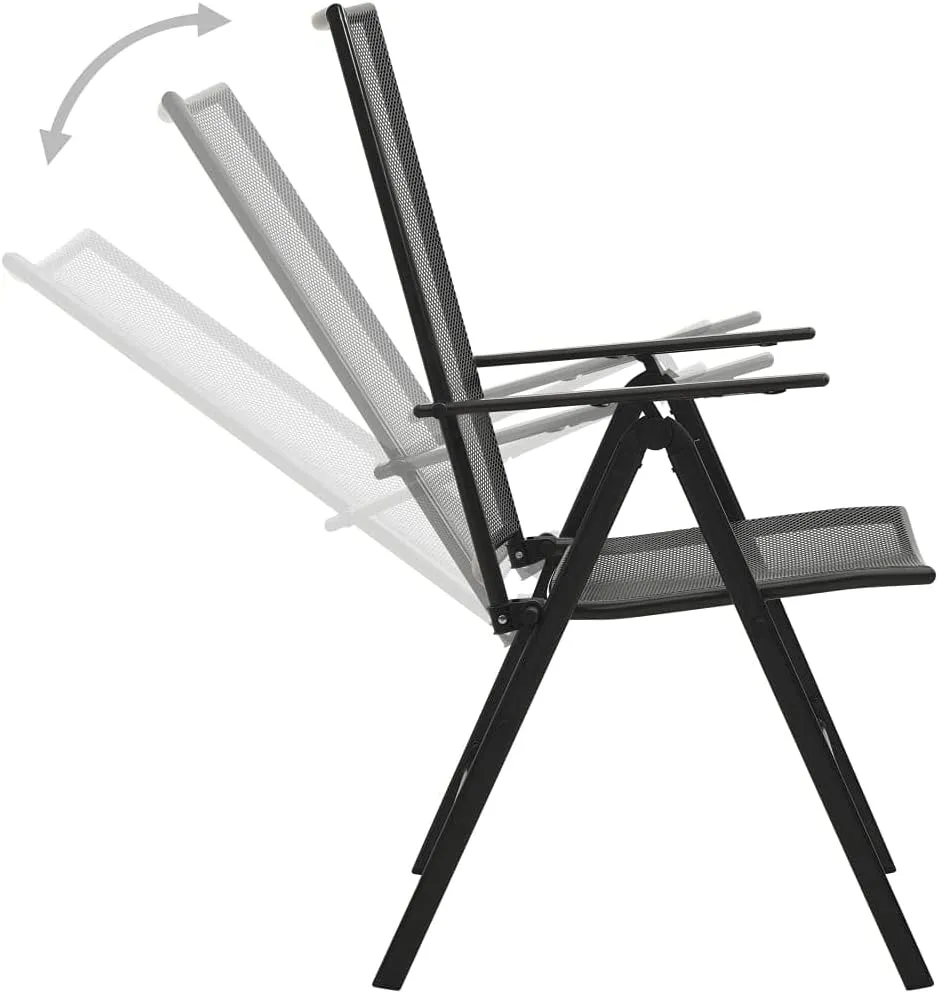 4-Pack Steel Folding Mesh Chairs Anthracite - Adjustable Reclining Backrest, Weather-Resistant Patio Furniture for Outdoor Indoor Dining Poolside