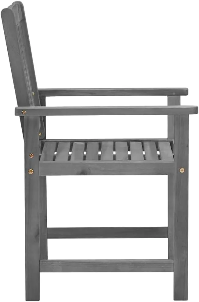 4-Piece Gray Solid Acacia Wood Patio Chairs with Beige Cushions, Outdoor Furniture Set for Garden, Poolside, and Backyard Lounging